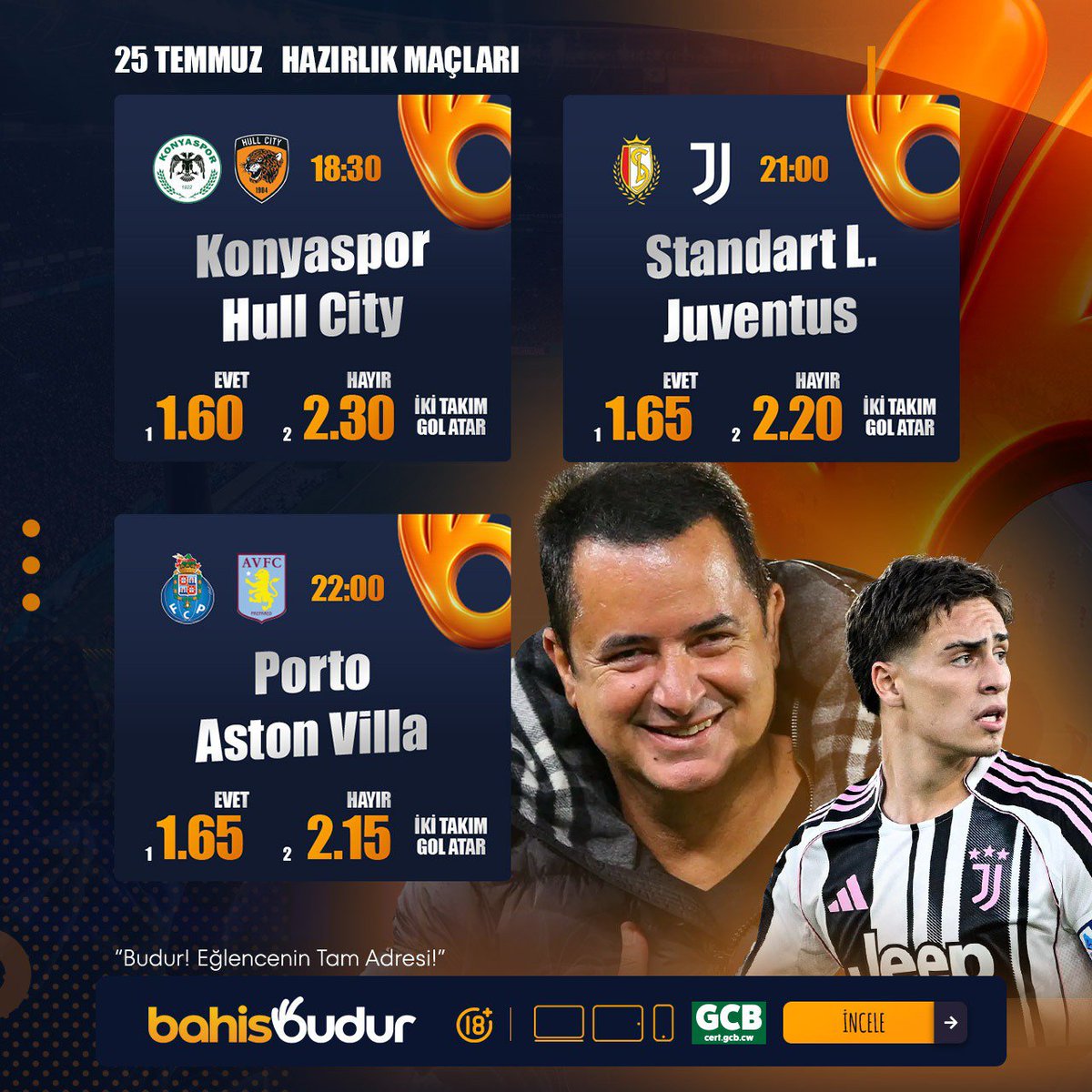 BudurNGS's tweet photo. Günün öne çıkan hazırlık maçları:
BahisBudur Güncel Giriş: https://t.co/2x8QsdcEYh

Konyaspor vs Hull City
Standart L. vs Juventus
Porto vs Aston Villa https://t.co/TZvsBA91ak