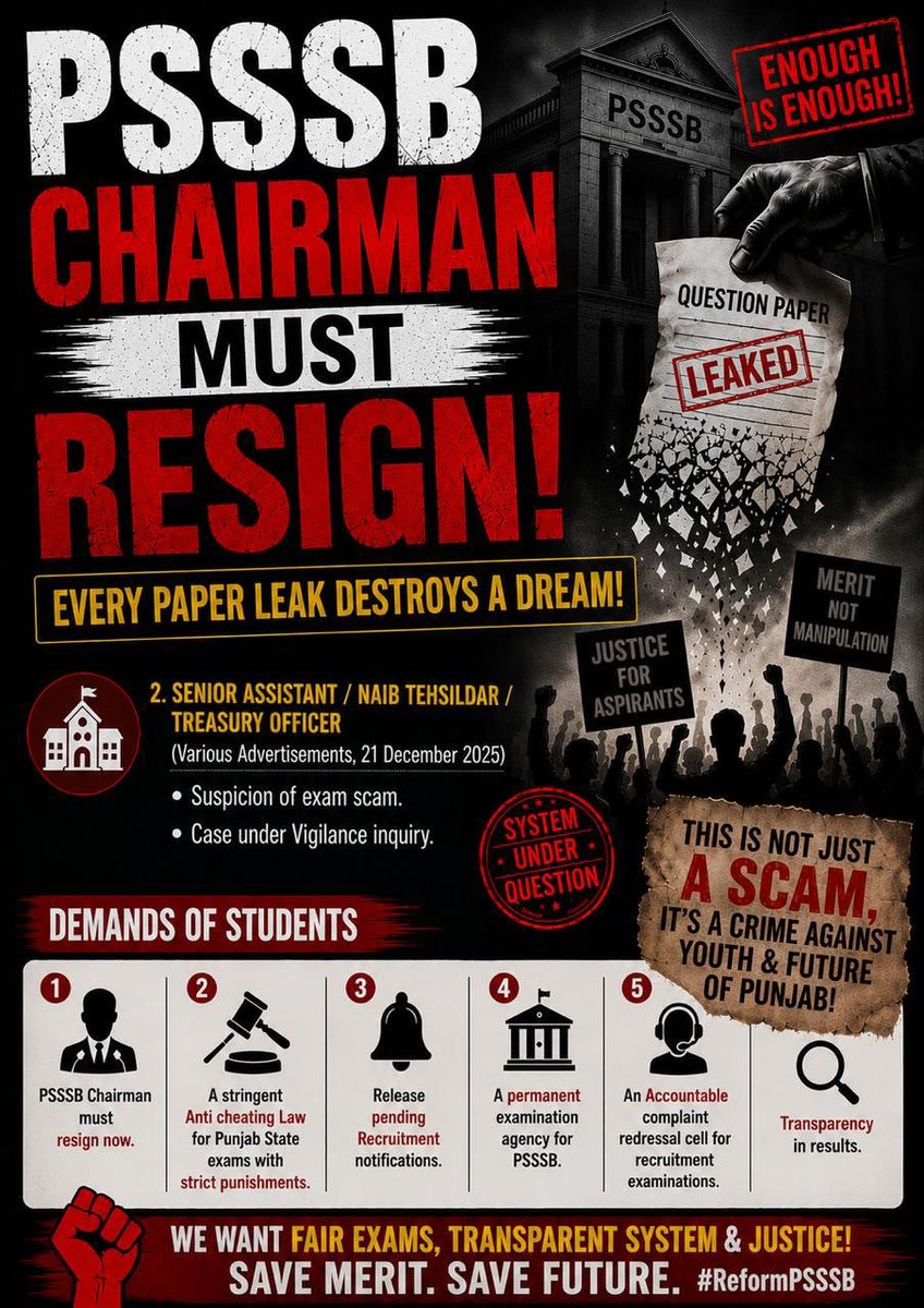 jagjeet1819's tweet photo. #Psssbchairmanresign
#Releasenewnotifications
#anticheatinglaw
@cm_bhagwantmaan
@ArvindKejriwal
@AmitShah
@officeofssbadal
@HarsimratBadal_
@RavneetBittu
@JPNadda
@RahulGandhi @AAPPunjab https://t.co/464nz9NEsW