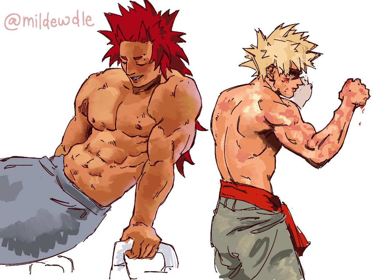mildewdle's tweet photo. My silly anatomy studies from today using Bakugou and Kirishima #bnha https://t.co/LFlArynLdG