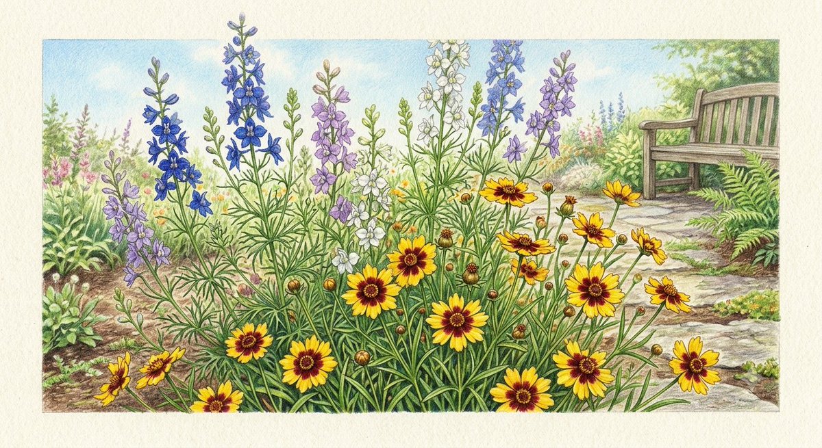 pairfi_lab's tweet photo. 7月26日は日曜日。
誕生花はラークスパーとハルシャギク。

ラークスパーの花言葉は「軽快」「清明」。

あの青空のような透き通った姿は、
心をスッと軽くしてくれます。 

ハルシャギクの「いつも明るい」を見習って、
日曜日の今日も、

自由気ままに心を晴れやかに過ごしましょう！ https://t.co/RaRdtBsAsB