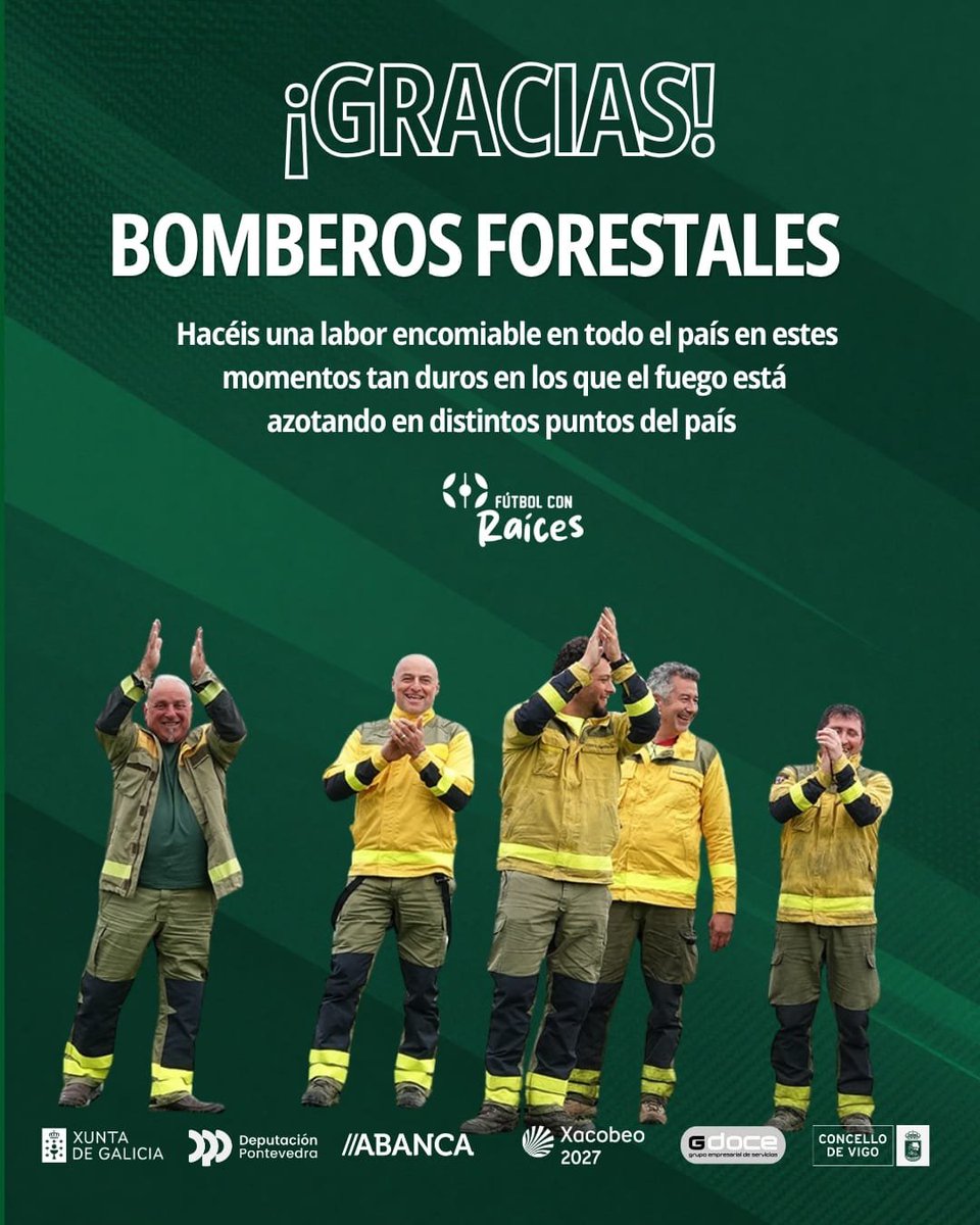 CoruxoFCoficial's tweet photo. 𝐆𝐑𝐀𝐂𝐈𝐀𝐒 𝐁𝐎𝐌𝐁𝐄𝐑𝐎𝐒 𝐅𝐎𝐑𝐄𝐒𝐓𝐀𝐋𝐄𝐒 por vuestra entrega, profesionalidad y compromiso en la lucha contra los incendios que afectan en las ultimas horas a distintos puntos de nuestro país.

Vuestra labor es imprescindible para proteger nuestro patrimonio natural, la fauna, las casas y garantizar la seguridad de la ciudadanía en estos momentos tan críticos. 

Nuestro máximo reconocimiento desde el Coruxo FC y agradecimiento por vuestro incansable trabajo siempre. 

#CoruxoFC #FutbolConRaices #Legados #Bomberos
