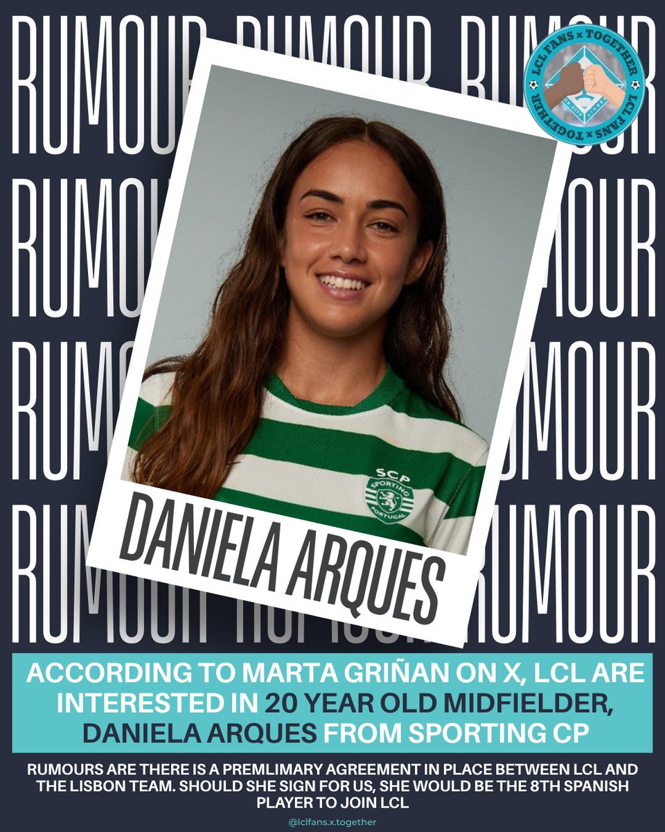 LCLFansTogether's tweet photo. ‼️Daniela Arques could be our 8th Spanish signing?!! ‼️
According to media outlets, this deal is in advanced talks & we could see her announced next week. What do we think? A good signing? Do we need more midfielders?
#londoncitylionesses #LCL #WSL #transferrumour #danielaarques https://t.co/3T0ZElcZ2I