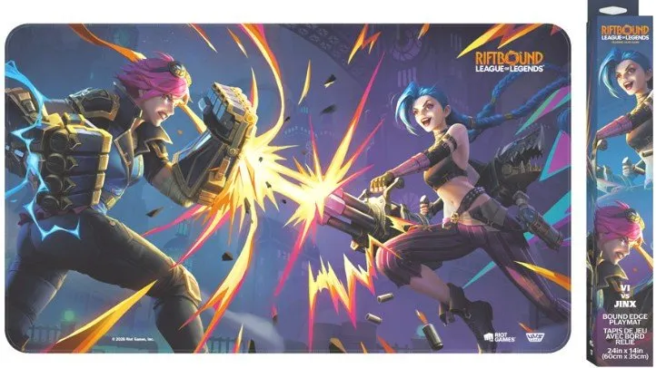 JumaraloHexCore's tweet photo. Images of the Riftbound Vendetta Playmats:

- Kayle &amp; Morgana
- Jayce &amp; Viktor
- Vi &amp; Jinx
- Diana &amp; Leona https://t.co/PoJtHMJ589