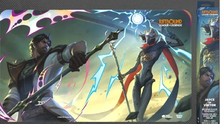 JumaraloHexCore's tweet photo. Images of the Riftbound Vendetta Playmats:

- Kayle &amp; Morgana
- Jayce &amp; Viktor
- Vi &amp; Jinx
- Diana &amp; Leona https://t.co/PoJtHMJ589