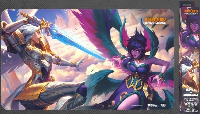 JumaraloHexCore's tweet photo. Images of the Riftbound Vendetta Playmats:

- Kayle &amp; Morgana
- Jayce &amp; Viktor
- Vi &amp; Jinx
- Diana &amp; Leona https://t.co/PoJtHMJ589