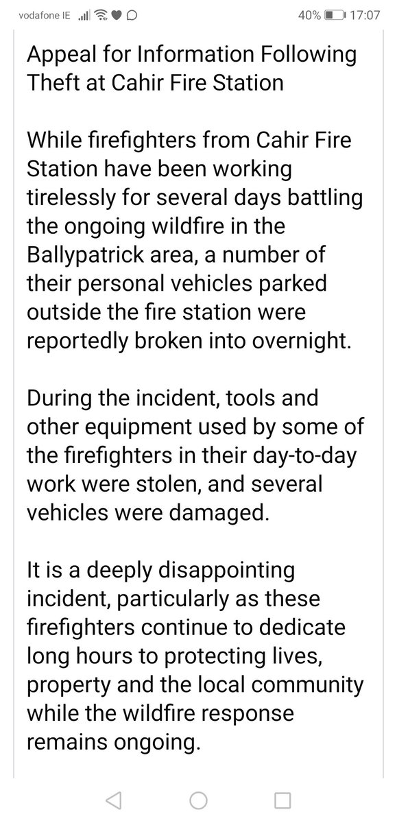 BillyORiordan's tweet photo. Just when you thought humanbeings couldn't get any lower this news has just come in: #fire #Tipperary #Cahir https://t.co/BoAY5mldbF