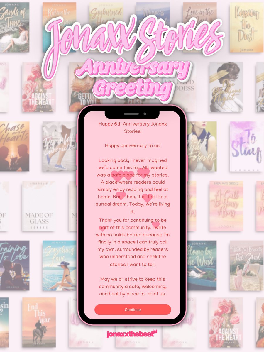 Jonaxxthebest's tweet photo. “All I wanted was a safe place for my stories. A place where readers could simply enjoy reading and feel at home. Back then, it all felt like a surreal dream. Today, we're living it.” - Jonaxx

#6rowingYearsWithJonapp https://t.co/7yvuR9kWkS