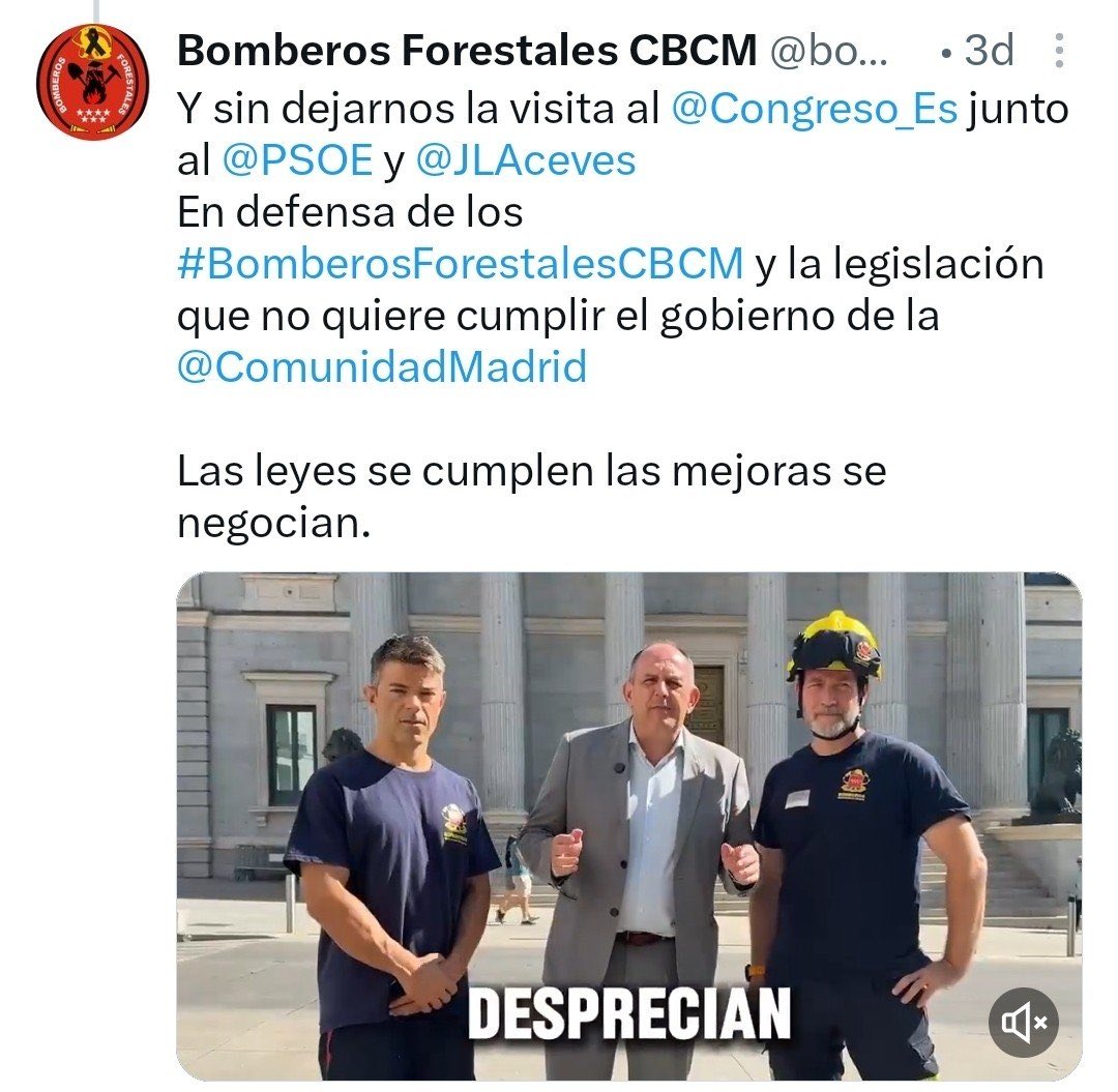 FroilLannister's tweet photo. Anda, los bomberos que están en huelga ahora y que están siendo utilizados por toda la sincronizada para esparcir mierda, durante el peor incendio de la historia de Madrid, resulta que estaban compadreando con el PSOE hace unos días en el Congreso.

Qué sorpresa. https://t.co/Bho1E2nXpJ