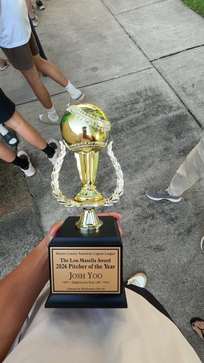 JoshuaYoo26's tweet photo. Honored to receive The Lou Masella pitcher of the year award for American Legion. @RUNewarkBase @ckort30 https://t.co/L7crSad9ge