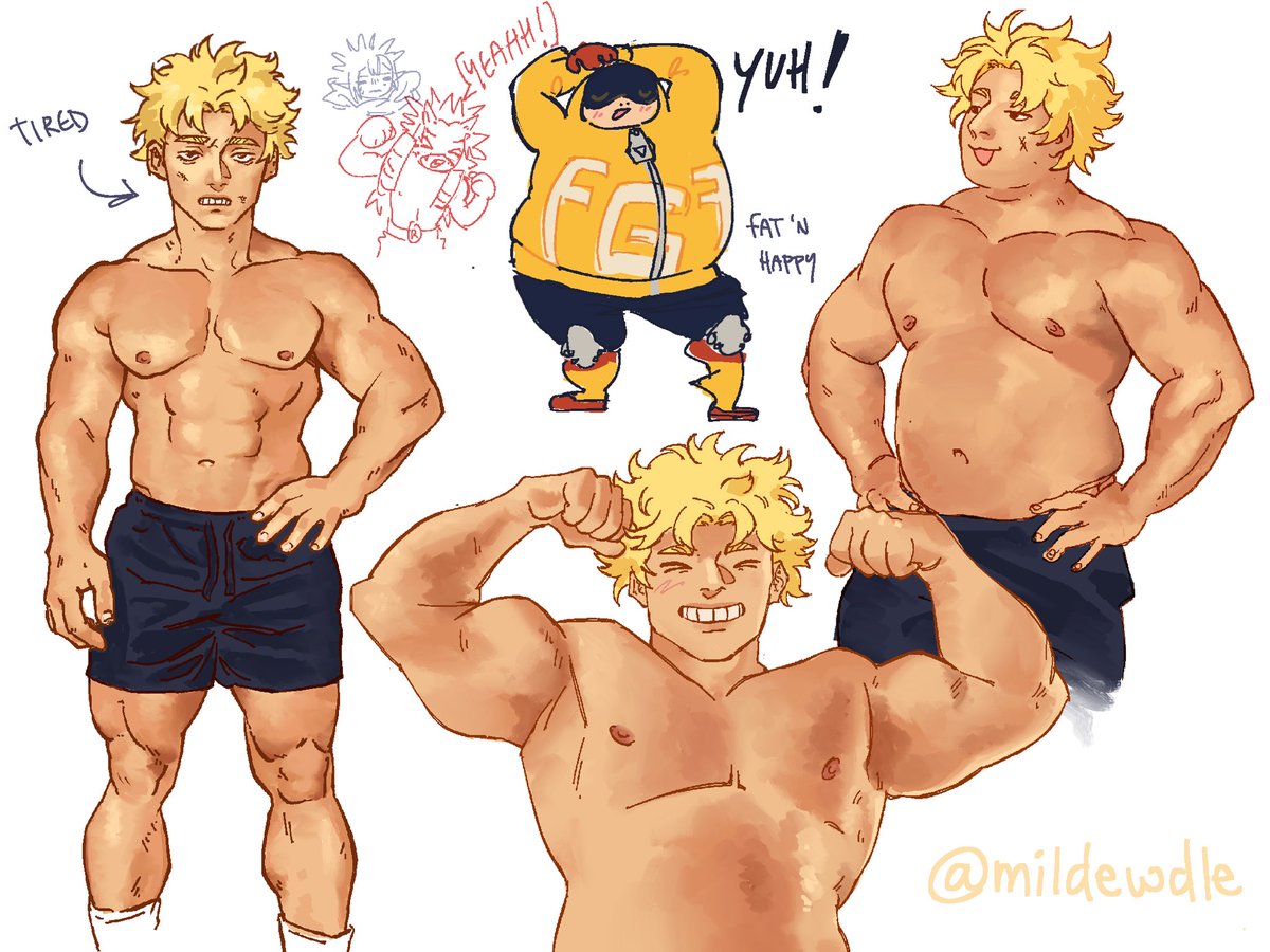 mildewdle's tweet photo. Fat Gum helping me out with anatomy practice, think I made him a bit chopped though oops #bnha https://t.co/qX9rQk75Go