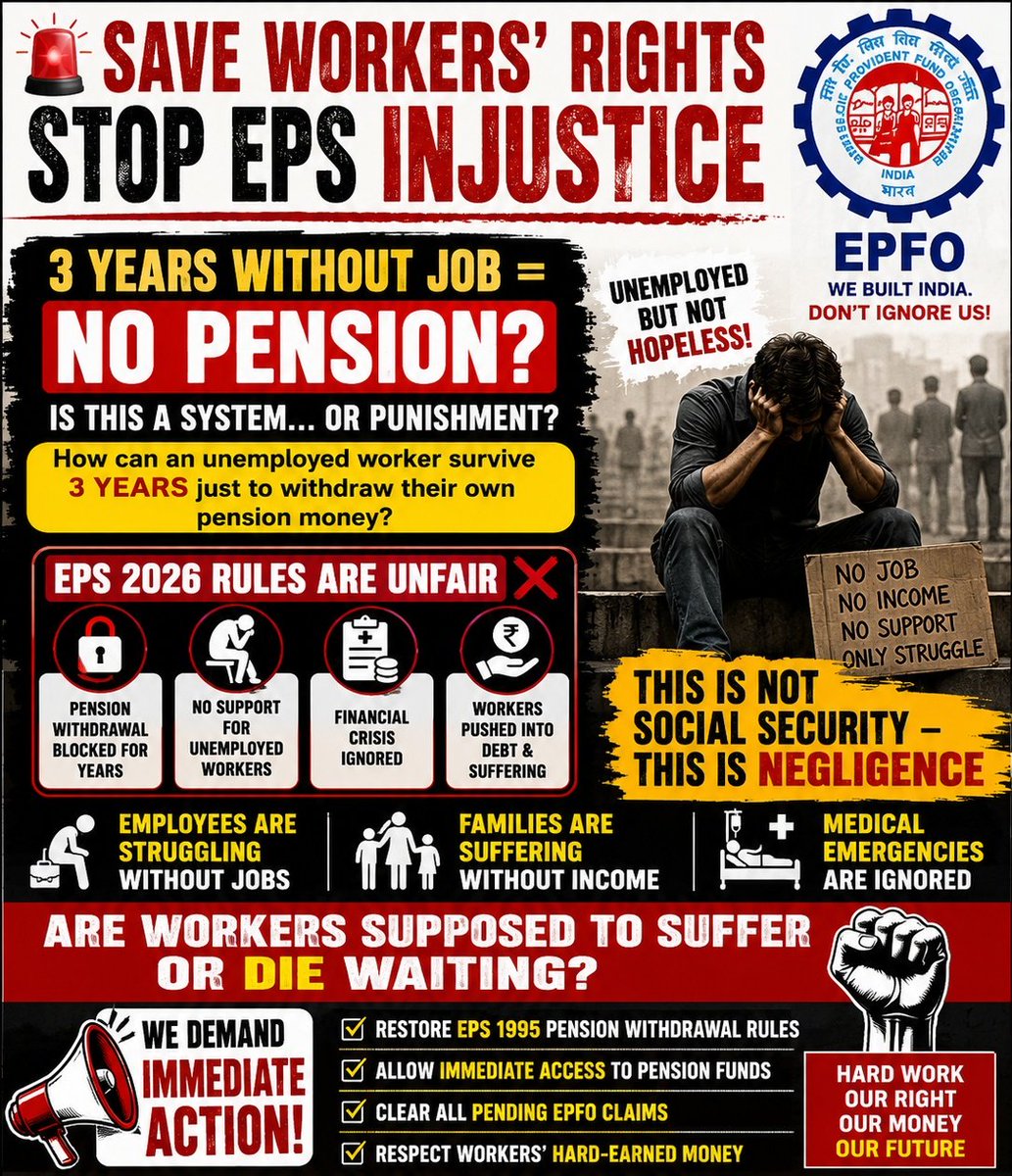 chilipi_baba's tweet photo. How can an un-employed worker survive 3 years to withdraw his own pension money ?? 🤷 It means we need to forgot about pension withdrawal amount or just RIP‼️ @mansukhmandviya @officialepfo @LabourMinistry restore EPS 1995 Scheme immediately @PMOIndia #epfo https://t.co/zNMhXyJj89
