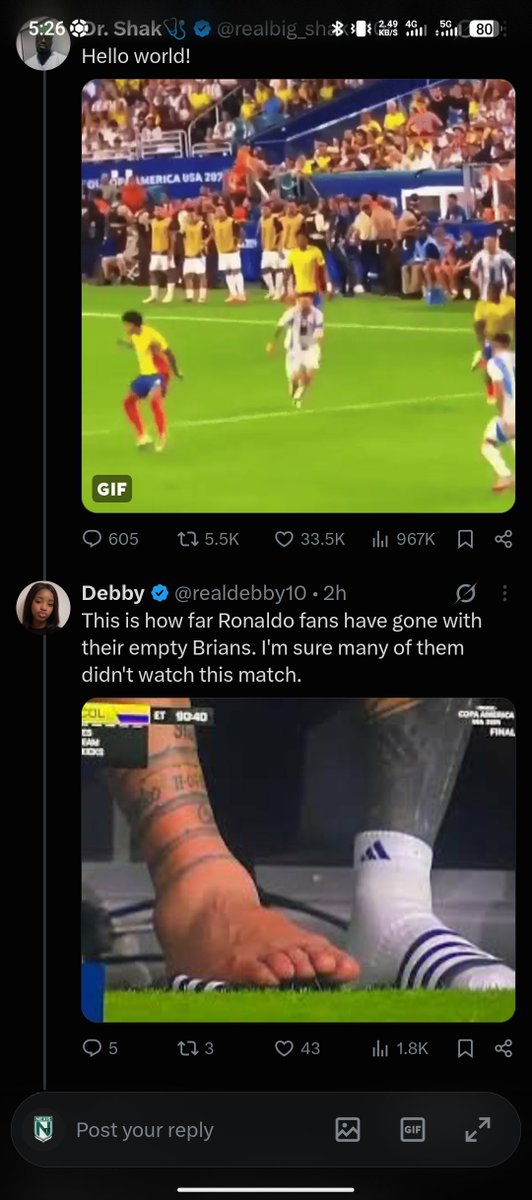 Dynamolord01's tweet photo. @itunu_kunle Football larpers please read context before you post, you would have literally gotten the context if you scrolled down the post. He was injured, and signifying to the bench. Players do this, it's normal.
But it seems you already have your own agenda. Lol https://t.co/xrSOF5J3a4
