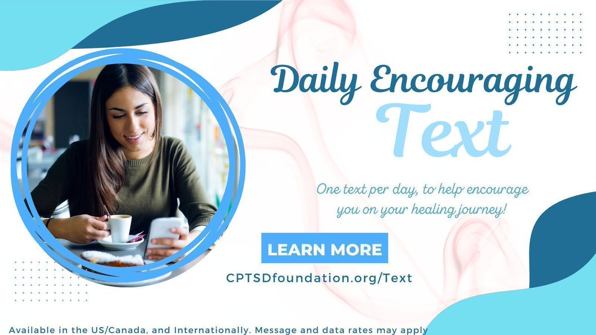 cptsdfoundation's tweet photo. We can all use an extra bit of encouragement on the go! Daily Encouragement, One Text at a Time. Learn more at https://t.co/jErdeSS8Pb
#BecauseWeAreWorthIt #healingquotes #cptsdquotes
#cptsdsurvivor #encouragingquote #traumasurvivor https://t.co/UeASnvctyV