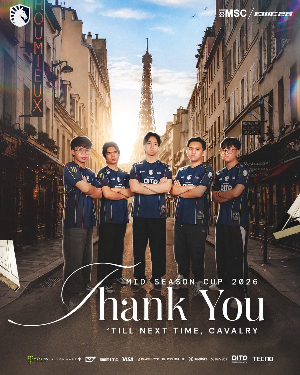 teamliquidph's tweet photo. Our journey at EWC26 comes to an end. 💙

To our Cavalry, thank you for standing with us through every high and low. We’ll take this experience, come back stronger, and see you in the next chapter.

#LetsGoLiquid #TeamLiquidPH #EWC26 https://t.co/GPHX1dXSFI