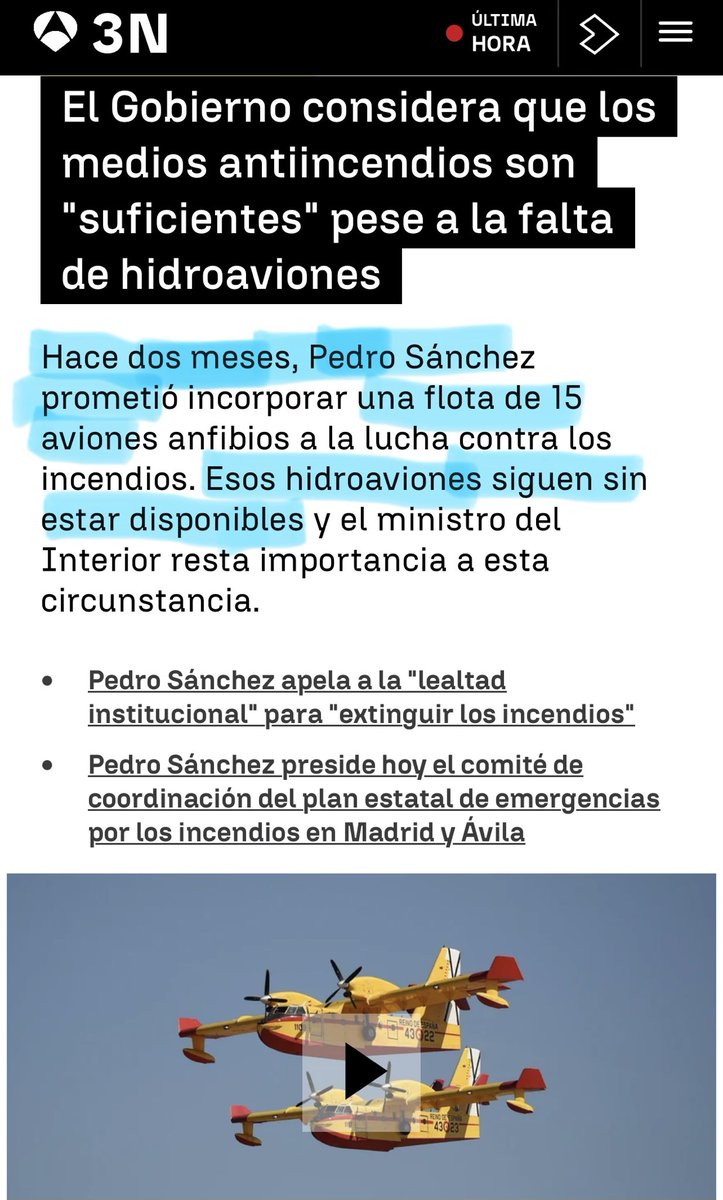 Capitana_espana's tweet photo. Hace dos meses prometió 15 hidroaviones.
Siguen sin aparecer.
Y ahora el Gobierno dice que los medios son «suficientes».

Para los socialistas que lo han perdido todo en estos incendios y siguen votando a esta gentuza.👇 https://t.co/arA5IhmNP9