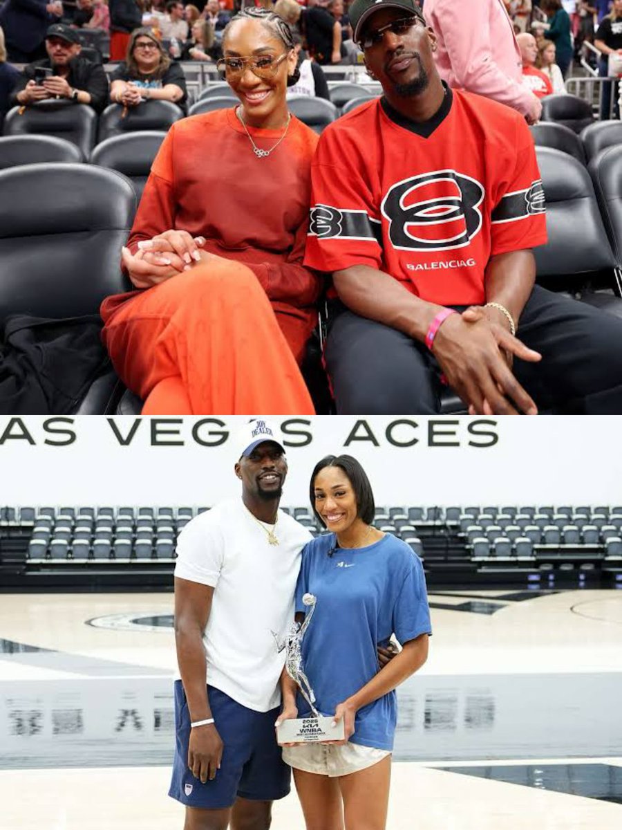 opolot_ronnie's tweet photo. Bam Adebayo says that he asked A'Ja Wilson's father, Roscoe, for his blessing to marry her, & their engagement is currently in the works

Bam "That was the most terrifying question I had to ask that man."

Roscoe Wilson: "I told him, 'it seems as though you have A'ja's heart. If you got A'ja's heart, you got two more hearts with you."
Bam: "I went to the bathroom. I had to cry a little bit.🥹