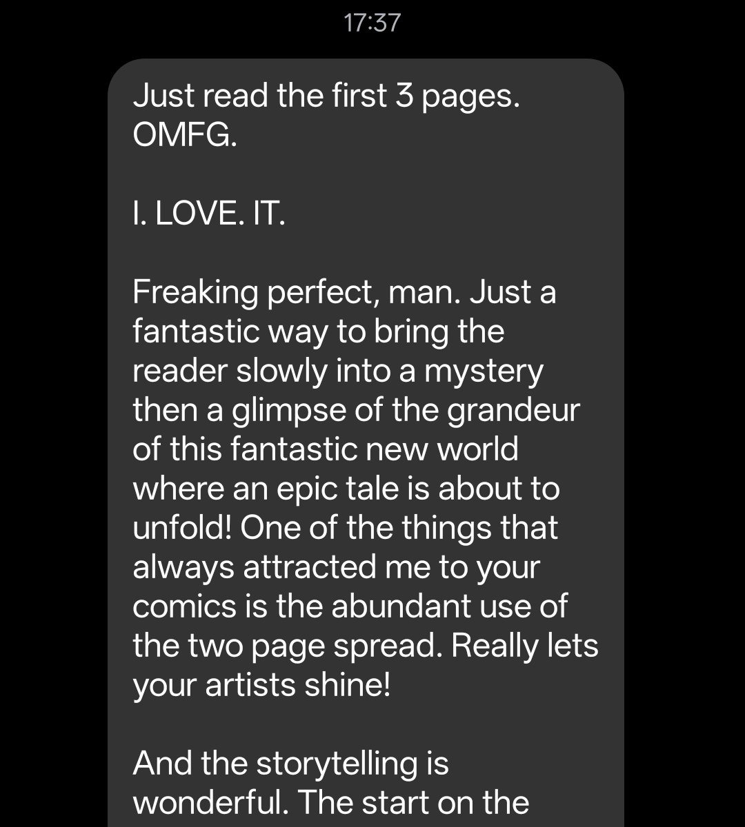 GenuineComics's tweet photo. You know you've teamed up with the right artist for your High Fantasy project when you send them a script and they send you a message like this.😅 https://t.co/kIVJOol3Vv