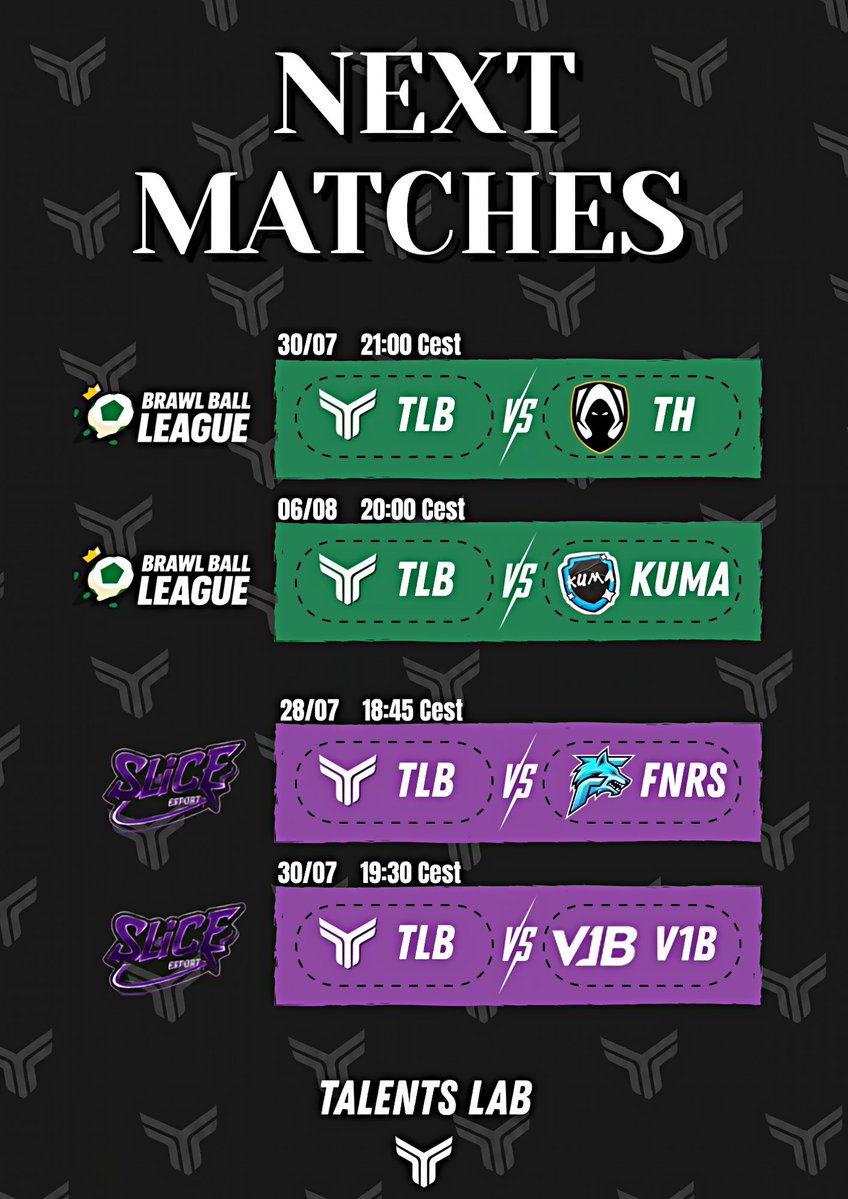 TalentsLab_BS's tweet photo. Next matches this week. Let’s go. 🔥 https://t.co/uEDMwO7ylV
