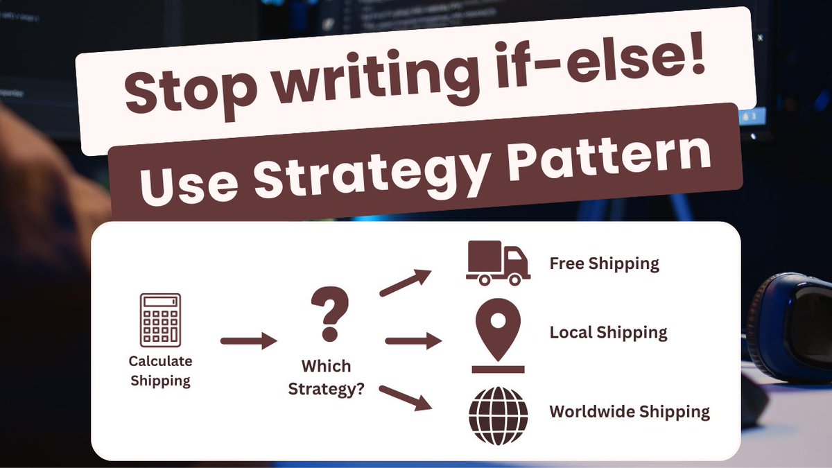 ezzylearning's tweet photo. In this video, we'll explore the Strategy Design Pattern and learn how it helps you build flexible, maintainable, and extensible applications in C# and .NET 10. 

https://t.co/S7GOcFLpfl

#dotnet #csharp #designpatterns #strategypattern #softwarearchitecture #programming #coding https://t.co/FrQjvJHR0b