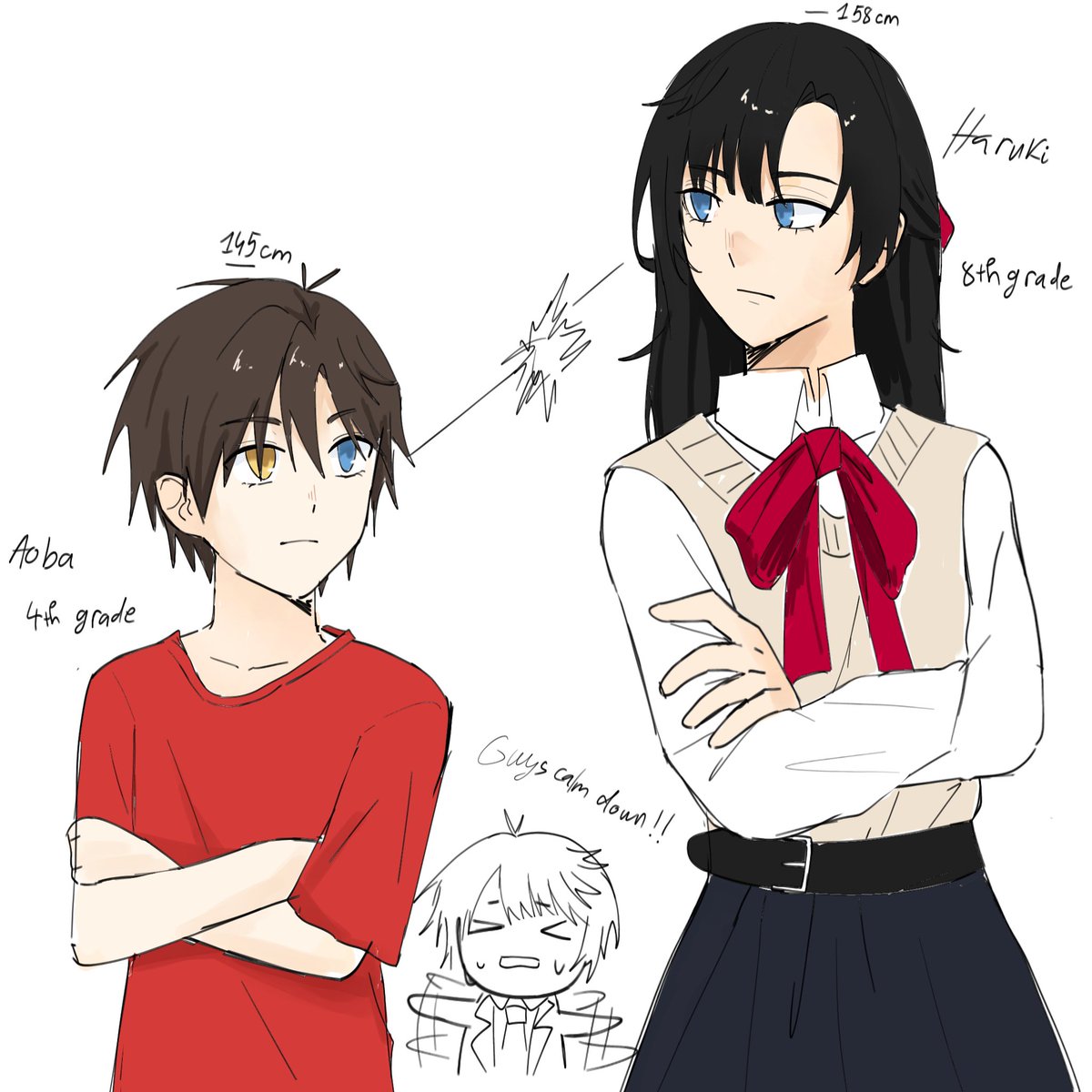 takahiroakamine's tweet photo. Haruaoi's child . Haruki is a rather tomboyish girl, she's usually not very friendly, but she's a good friend.She likes video games and fashion. 

Aoba is a very energetic child, a bit too extroverted; he's not very good at academics but excels at PE https://t.co/wMX7G1fpnV