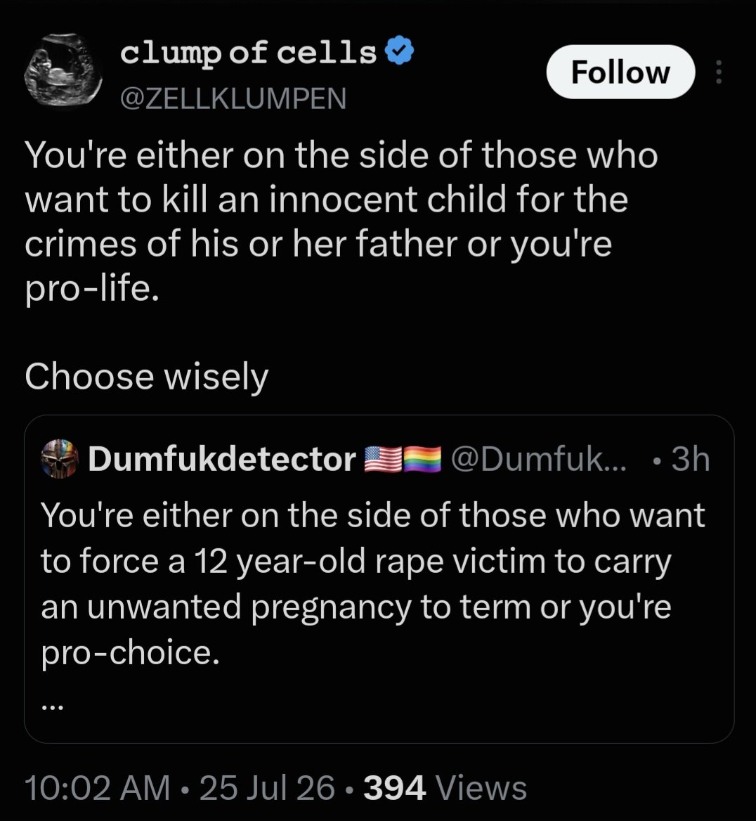 DoomScroling's tweet photo. The fact that misogynists consistently focus entirely on the rapist and a hypothetical baby while completely dismissing the women &amp; girls, who are the actual victims, as being too beneath anti choicers to even acknowledge says everything about how much they "value life". https://t.co/YELjrhAJCD
