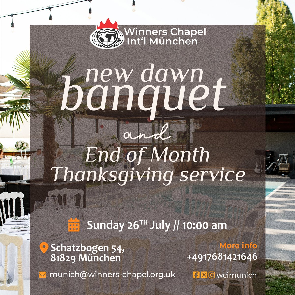 wcimunich's tweet photo. Join us this Sunday for our New Dawn Banquet Service. Expect an encounter with God's word that will usher you into new levels of life. It also doubles as our End of Month Thanksgiving Service.

Come expectant and invite your friends and loved ones.

#NewDawnBanquetService https://t.co/GYiZHYRkIt