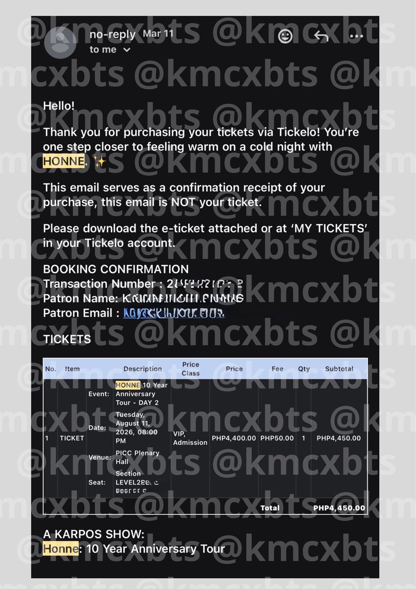 kmcxbts's tweet photo. WTS/ LFB HONNE PH CONCERT TICKET

HONNE 10 YEAR ANNIVERSARY TOUR
AUGUST 11, 2026 

(1) VIP LEVEL 2 

₱ 4,000

RFS - conflict of schedule. https://t.co/k6Ck4w5spi