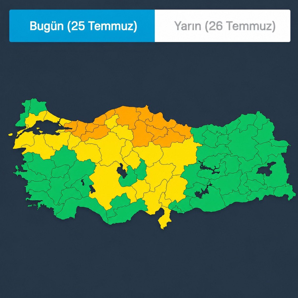 lapsushaber55's tweet photo. 🚨AFAD, olumsuz hava koşulları nedeniyle 13 il için turuncu, 22 il için ise sarı kodlu meteorolojik uyarı yayımladı. Yetkililer, vatandaşları oluşabilecek ani olumsuzluklara karşı dikkatli ve tedbirli olmaları konusunda uyardı. https://t.co/UtCr2IRXV7