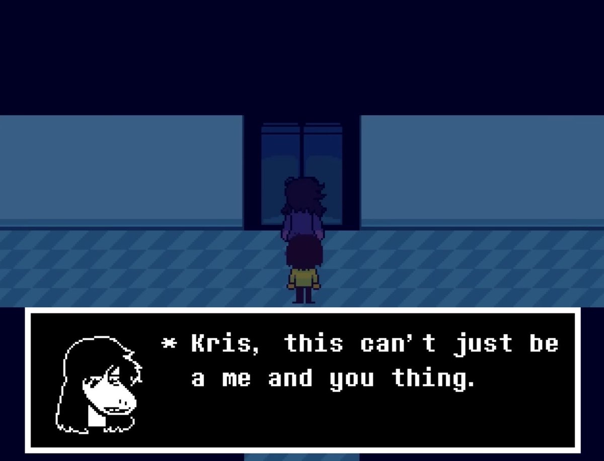 dessriel's tweet photo. replaying chp2 and seeing this absolute nuke knowing what susie tells kris in chp5 like oh my god i have to explode https://t.co/9x5Ipgoi0a