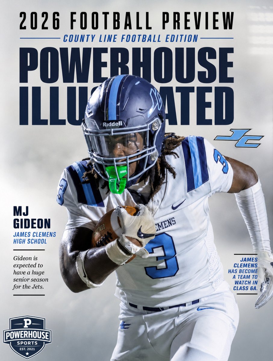 PowerHSports's tweet photo. 🚨 Powerhouse Player Spotlight 🚨

MJ Gideon has established himself as one of Alabama’s premier running backs heading into his senior season. The James Clemens standout and Vanderbilt commit is a physical, downhill runner who combines power, balance, and explosive speed, making him one of the most complete backs in the 2027 class.

After overcoming a shoulder injury that forced him to miss his freshman season, Gideon battled through rehabilitation and returned stronger than ever. His breakout junior campaign showcased exactly why he’s one of the state’s top prospects, rushing 191 times for 1,221 yards and 15 touchdowns while adding 36 receptions for 210 yards and another score. In all, he accounted for nearly 1,800 all-purpose yards and proved he can impact the game in multiple ways.

A consensus three-star prospect, Gideon is ranked as the No. 26 overall player in Alabama and the No. 65 running back nationally in his class. His journey from injury to one of the state’s most sought-after recruits is a testament to his work ethic and determination.

With one final high school season ahead, expect MJ Gideon to be one of the most exciting players to watch as he looks to lead James Clemens on a deep playoff run before taking his talents to Vanderbilt. 👀🔥@JCJetsFootball @koachjj @MJGideon1 @TalkoftheTownFB @HallTechSports1 @SouthernCharmSp @MrWayneJohnson @Stan1HoustonAlt