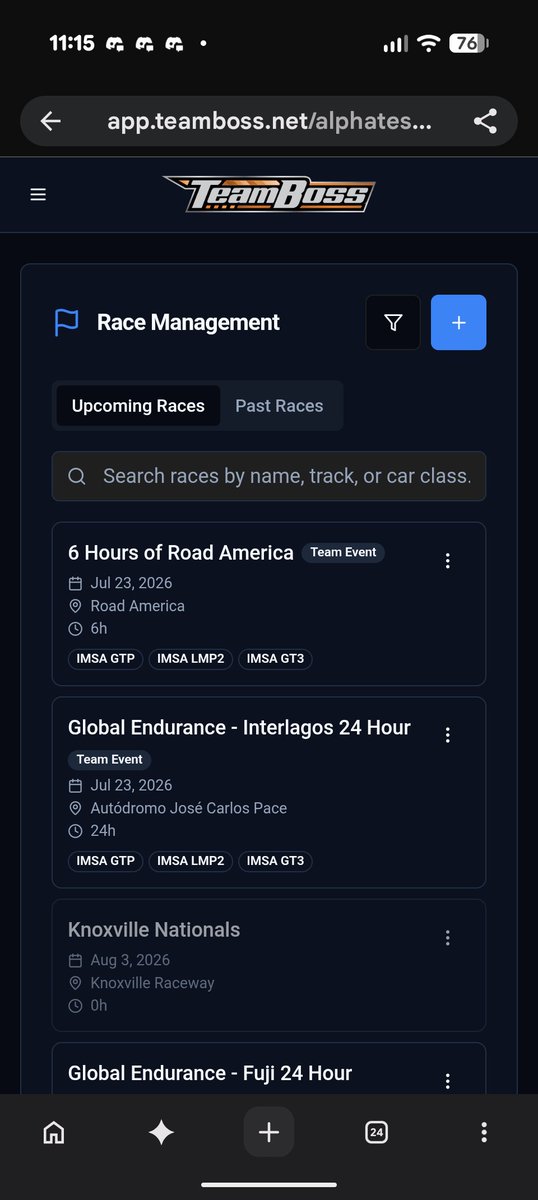 teambossracing's tweet photo. The Teamboss app is now mostly mobile responsive for use on smartphones.  A dedicated mobile app will follow in the future, but I hope this helps everyone for the moment!  Read more on the Discord Announcement:  https://t.co/igSbJomYk8 https://t.co/HbG7iahlEP