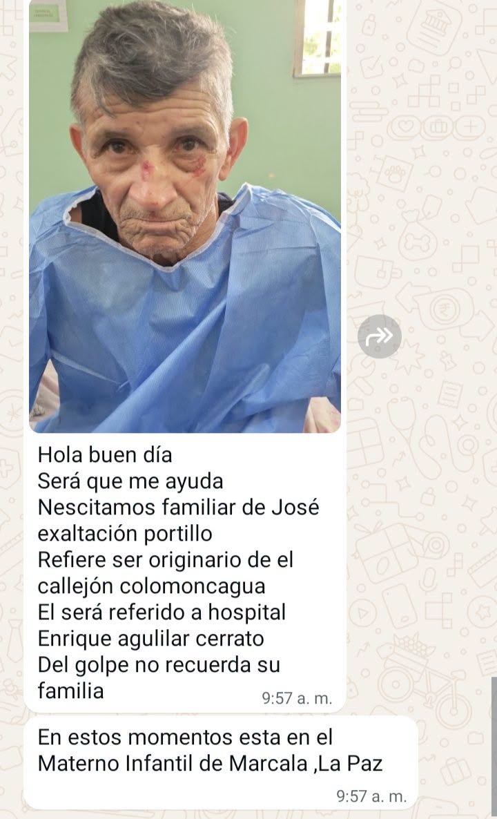 360unifiedtv's tweet photo. #ServicioSocial | ¡URGENTE! AYÚDANOS A ENCONTRAR A SUS FAMILIARES.
Esta persona se encuentra en el Hospital Materno Infantil de Marcala y se solicita la colaboración de la ciudadanía para localizar a sus familiares lo antes posible. https://t.co/DU7xGOhGy5