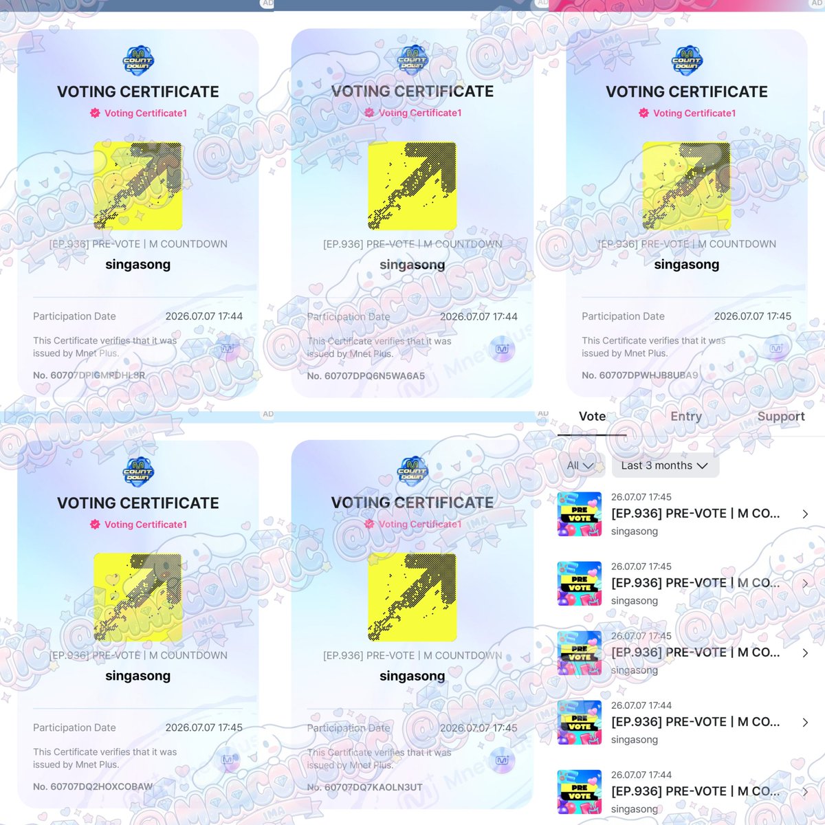 imaacoustic's tweet photo. @pledis_17 [late post]
M COUNTDOWN PRE-VOTE 
2026.07.06 ~ 2026.07.07

have dropped some votes for #V8 - #singasong https://t.co/QjKoCQOCzW