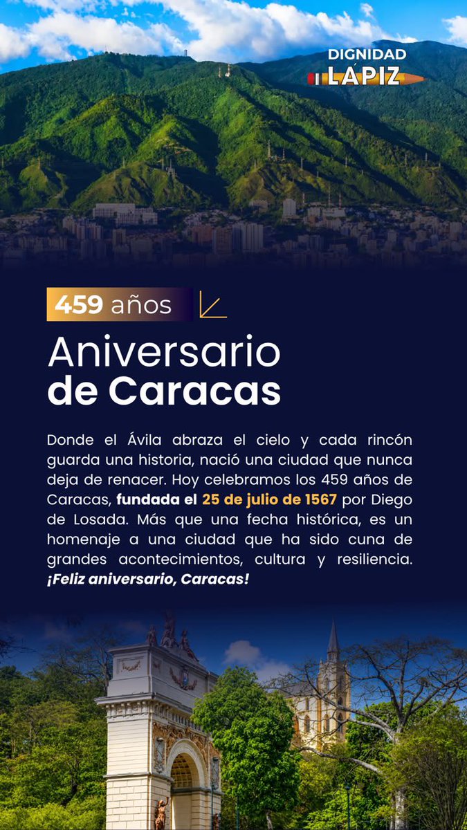 aecarri's tweet photo. 🦁🇻🇪Caracas. ¿Cuál será su vocación y destino para los próximo 50 años? Es el momento de abrir un gran debate sobre su futuro. 
La reconstrucción no puede pasar como volver a lo que no funcionó. 
Actos, homenajes son insensatos en este nuevo aniversario. 
Es el momento de debatir el destino de la capital de Venezuela. 🚨Crear todo un sistema de administración de riesgos debe ser la gran prioridad. #CCS459