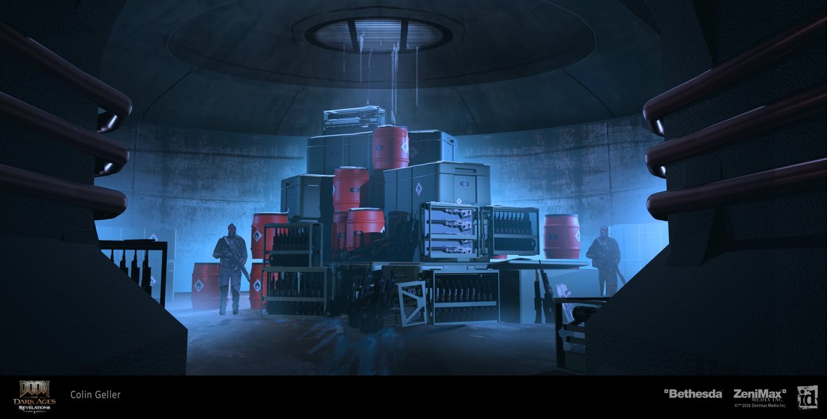 MistaksWerMade's tweet photo. DOOM: The Dark Ages | Revelations - 

Hospital Interior

While working on the ideas for the exterior and street views, I had the opportunity to come up with an idea of what the gameplay and interior space within the Hospital during the flashback sequence could be. 

This was done prior to a narrative or level design pass so I was the first out of the gate to tackle some ideas here. My favorite kind of levels in games are ones where you understand the full context of the space and if possible it loops back in on itself making a complete story almost. The core idea presented to me to solve from creative was : The Slayer enters the hospital which was under a terrorist attack, making your way through what was a children's ward (to foreshadow the girl at the end) and then down to an established armory. Essentially the only direction was the the Slayer was sent to this hospital to find and destroy the terrorist armaments. Unfortunately there would be some collateral damage… 

Modeling my own take on the hospital layout combined with some assets provided from the art team , some of which were actually from the Arc Facility and other levels in DOOM Eternal (essentially earth stuff). One direction note that didn’t make it to the final, the UAC logo you see around the level is also from the original DOOM. At the time I was working on this, which has since changed, the intent was this took place in 93 (which is why the computers are big and the monitors are CRT)… which is also why you have the DOOM 93 shotgun which I also got to design… more details on that later. 

Another art direction note: The children's ward was designed to be a low light/night time and day time observation room for multiple patients. I based it on the idea of the solar system with some planets as large tiles on the floor and others as hanging planets in the indented ceiling. 

It was definitely a challenge given the subject matter but from an artistic perspective an interesting departure from the modern DOOM Games up to this point.

See it on Artstation: https://t.co/q6wDPzFKsT

Follow and share for more!