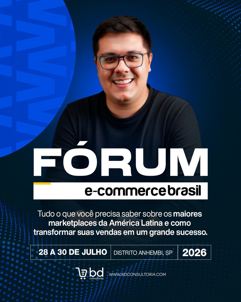 DaroltBruno's tweet photo. 🚀 O futuro do e-commerce se constrói com conhecimento, estratégia e conexões.

🗓️ Entre os dias 28 e 30 de julho, nosso CEO Bruno Darolt estará no Fórum E-Commerce Brasil 2026, o maior evento de e-commerce da América Latina. https://t.co/kfrc6k9GWF