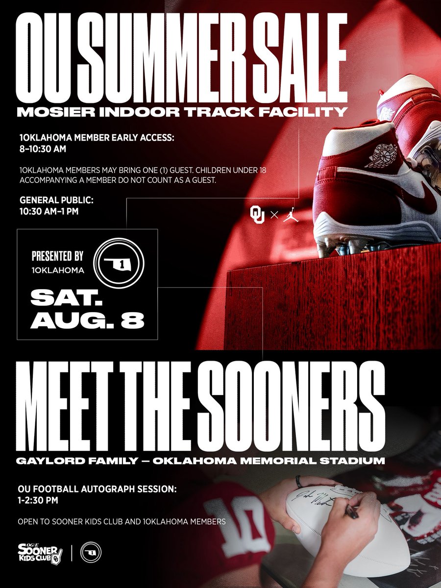 OU_Athletics's tweet photo. Two weeks 🛍️✍️

ℹ️ More info 
🔗 » https://t.co/r0BZdr6eUO

🔺 @join1oklahoma 
🔗 » https://t.co/T6of6stqbi 

🔺 OG&amp;E Sooner Kids Club 
🔗 » https://t.co/38dQZL0VqG https://t.co/cAp8R6zMt8