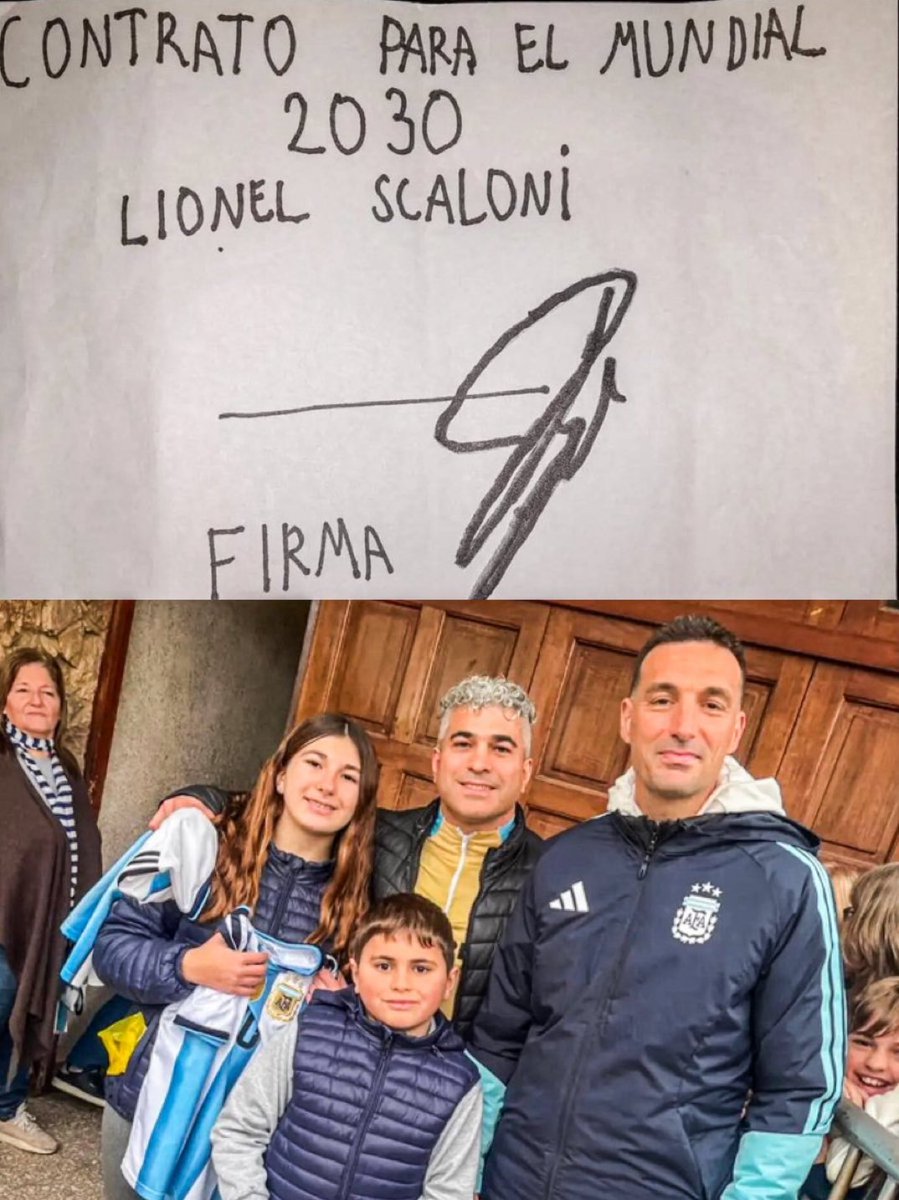 porqueTTarg's tweet photo. "Chad"

Porque un nene fue a visitar a Scaloni y le hizo firmar un papel donde decía que tenía que ser el DT de Argentina para el Mundial 2030. https://t.co/v0z5ESG8yA