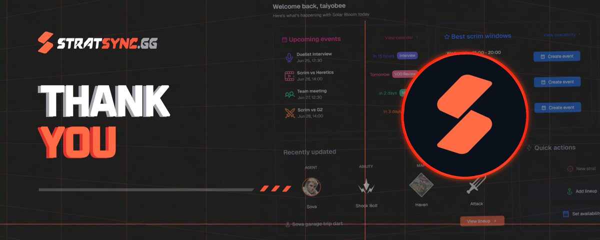 stratsync's tweet photo. A couple months ago StratSync had zero users.

Today we're working alongside competitive teams helping improve the platform every day.

Thank you🔥

#VALORANT #Esports #StratSync https://t.co/M8R3Fj44TM