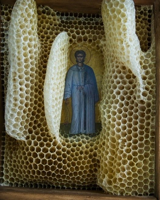 Indie5051's tweet photo. Por algún motivo, las abejas evitan figuras religiosas dentro de sus colmenas. https://t.co/aylf62E2AQ