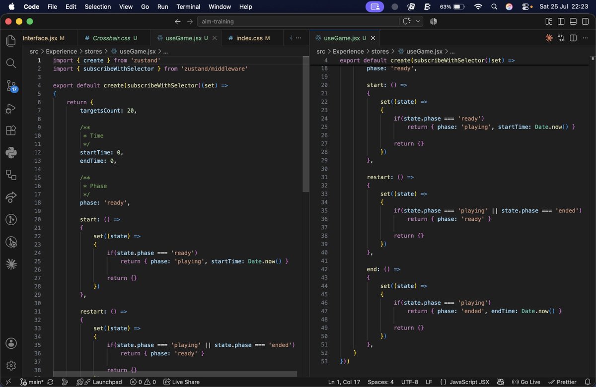SumoonDev's tweet photo. #LSPPDay55
Today, I 
- continued working on the Aim-Training in R3F
- reworked the environment for the game
- wrote useGame.js for phase control
- refined PointerLockControls for FPS feel
@lftechnology
#60DaysOfLearning2026 #LearningWithLeapfrog #reactthreefiber #react #threejs https://t.co/zeuNTCs9JQ