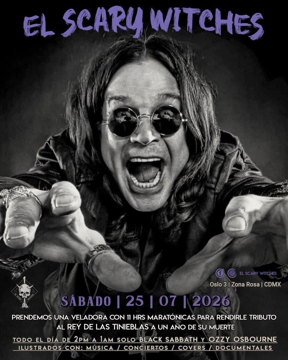 clauzzen's tweet photo. Y al tercer día resucitó en #elscary .. Hoy prendemos una veladora para rendirle tributo al Rey de las Tinieblas a un año de su muerte
Todo el día de 2pm a 1 am solo #BlackSabbath y #ozzysbourne 
( Música / Conciertos / Covers )

Inventando Rituales para convivir con los muertos https://t.co/4SmwODILig