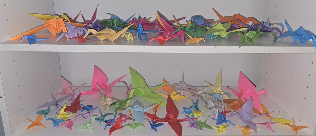 CupOfRubo's tweet photo. Stream went on for 3.5 hours this morning and we made 5 more cranes throughout the gaming for a total of 83/100 and people on stream got to see a full preview of my model 💚 https://t.co/LYWvXGClBL