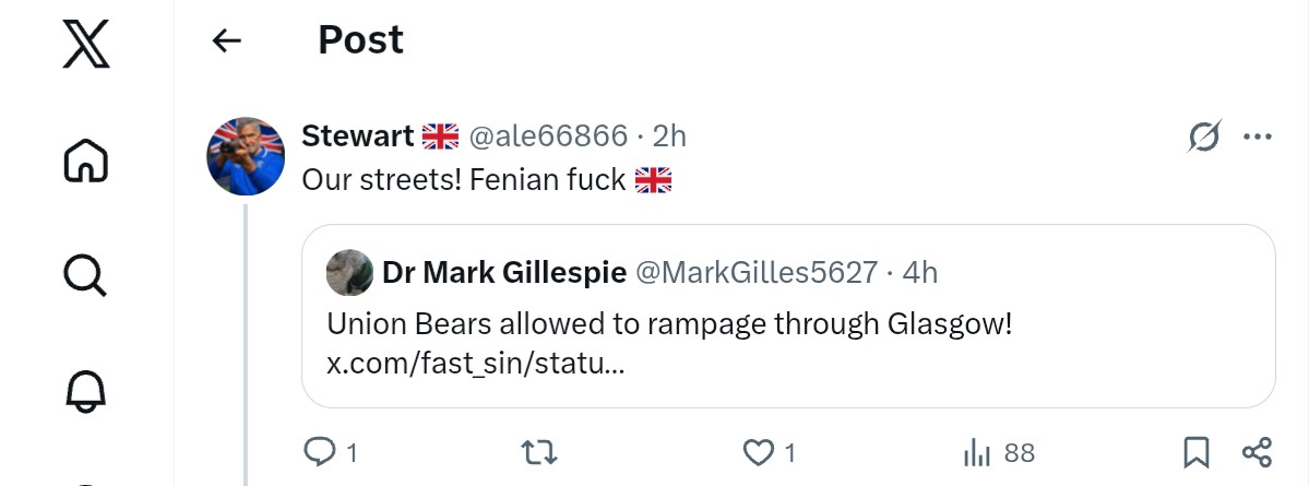 MarkGilles5627's tweet photo. To anybody who doesn't think it was the same old bigots meeting today in Glasgow, this is what they think of us. https://t.co/63IB0069PJ
