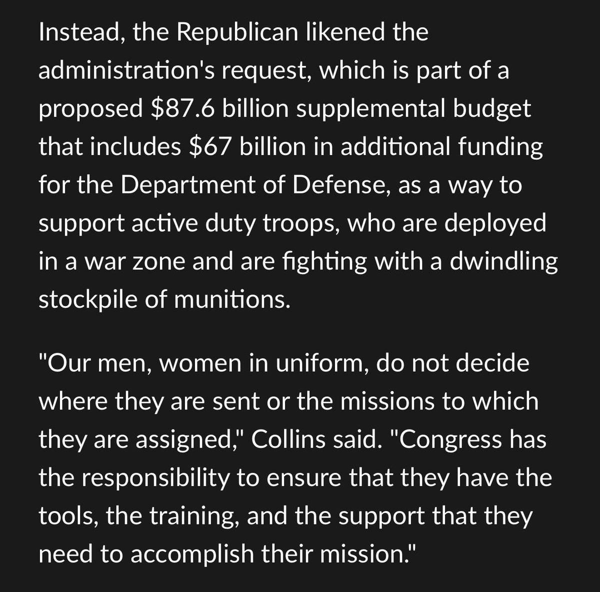 GayFromMaine's tweet photo. @SenatorCollins they may not make those decisions, but you do. If you’d have done your job in the first place they wouldn’t be fighting this useless war. If you don’t want to do your job don’t run for it! https://t.co/XsdmmmDceH