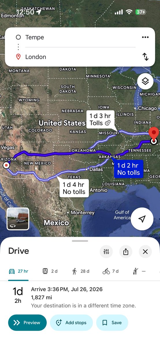 jmargisk112's tweet photo. @CFBAlerts_ Quite the drive ahead of them https://t.co/57zNlEVGhK
