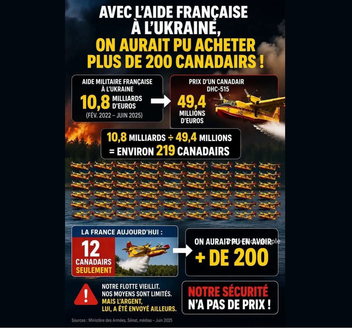 Titithebest4's tweet photo. On n’aurait jamais eu cette catastrophe , si l’argent donné à l’Ukraine, avait été donné pour s’offrir une flottille de Canadairs décente … 😎 https://t.co/IBdnyCBYwu