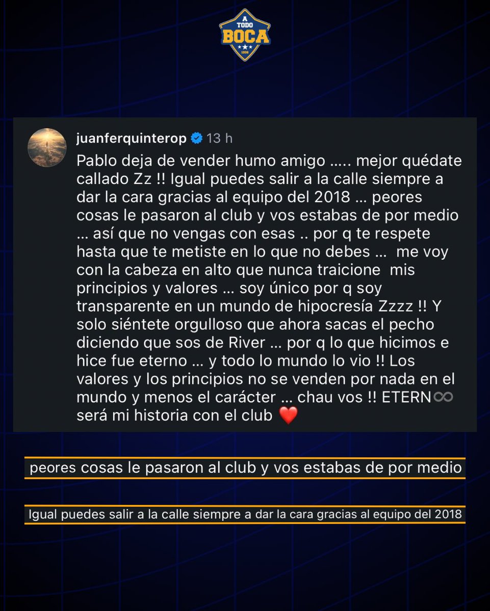 equipoatodoboca's tweet photo. 🗣️ “Peores cosas le pasaron al club y vos estabas de por medio”

¿De qué peores cosas hablás Juanfer? ¿De cierto suceso ocurrido en 2011? 🤔 https://t.co/5qiuyfd8Tt