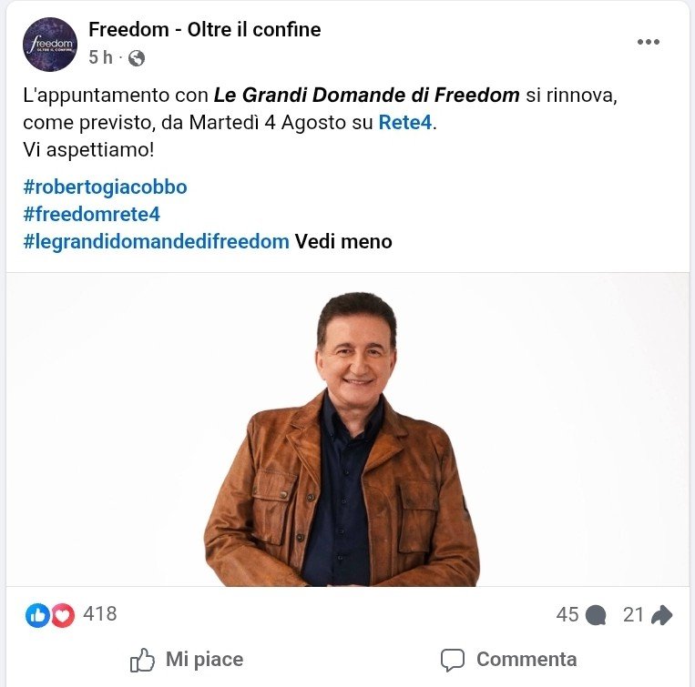 EsterOnAir's tweet photo. Sì però questo continuo cambio di programmazione sta rasentando il ridicolo. Mi dispiace per il programma che non viene rispettato come meriterebbe.
#LeGrandiDomandeDiFreedom #FreedomRete4 https://t.co/LikvkpUQ3H