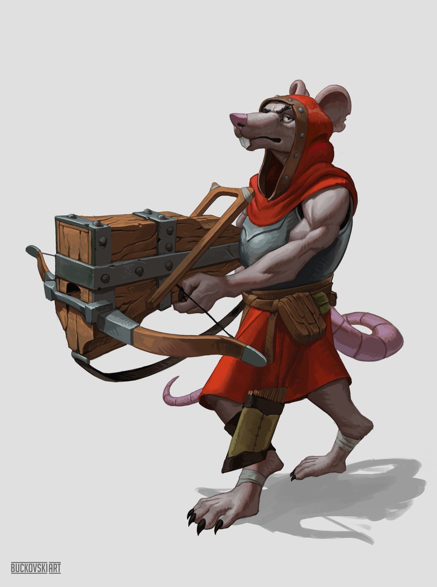 PBuckovski's tweet photo. Ratfolk Crossbowman (or more accurately Chu ko nu) character design Finished! https://t.co/JNO6fgfxvv